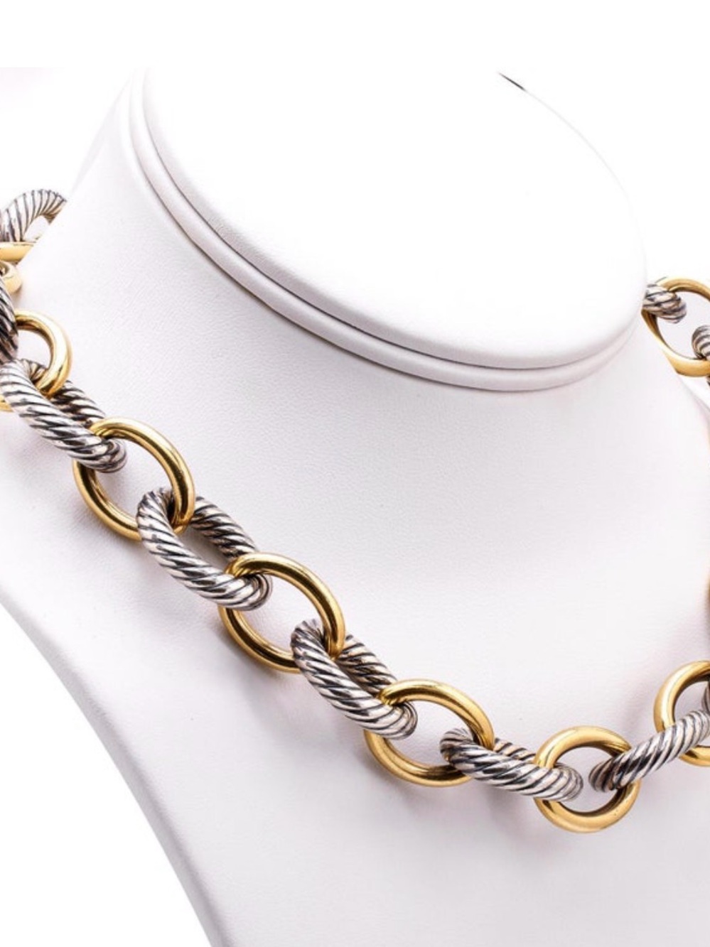 David Yurman 18k Yellow Gold Sterling Silver Oval Link Chain Necklace